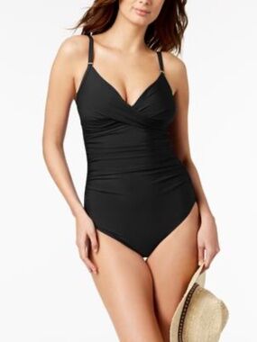 Calvin Klein Women's Twist Tankini One Piece Swimsuit - Black